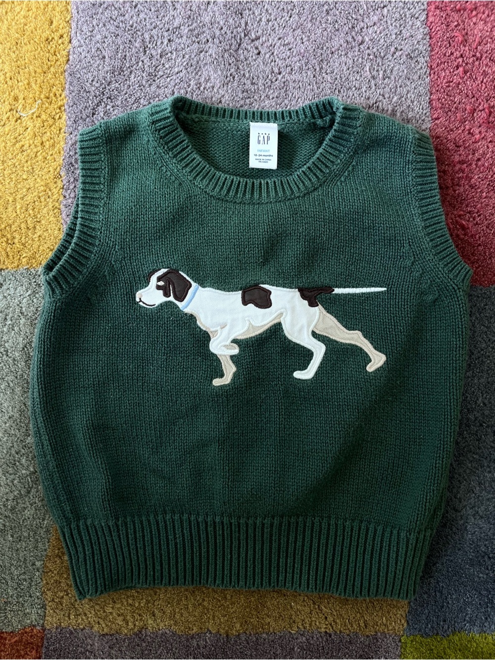 GAP Dark Green Sleeveless Dog Knit Vest